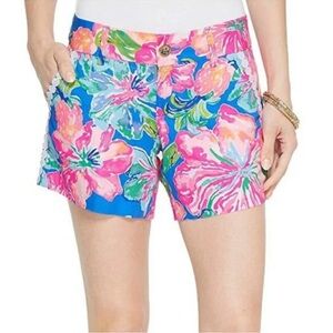 Lilly Pulitzer Blue and Pink Bermuda Shorts Tropical Print